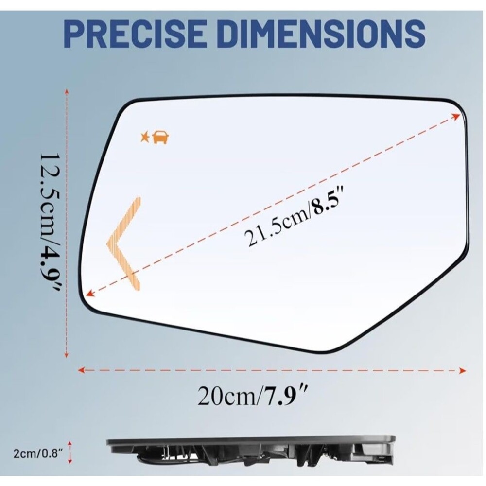 Driver Left Side Mirror Glass For CHEVY & GMC 2015-2020 BS Detection - Picture 3 of 7